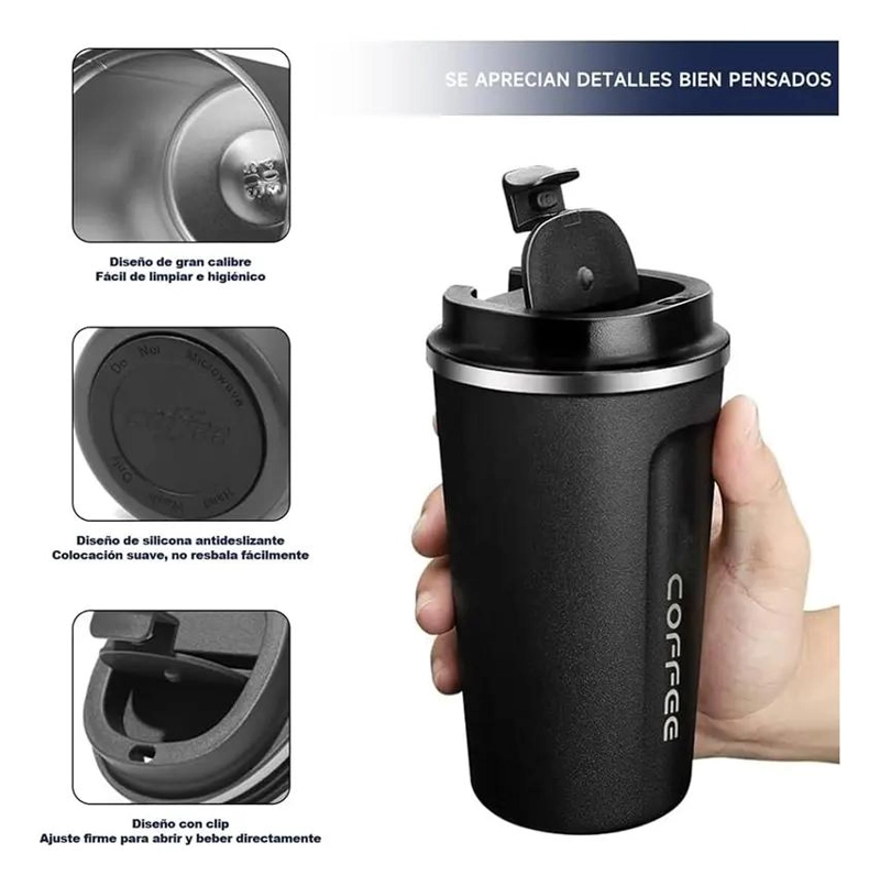 VASO TE RMICO PARA CAFE  DE ACERO INOXIDABLE 510 ML PARA FRIO Y CALIENTE - 5
