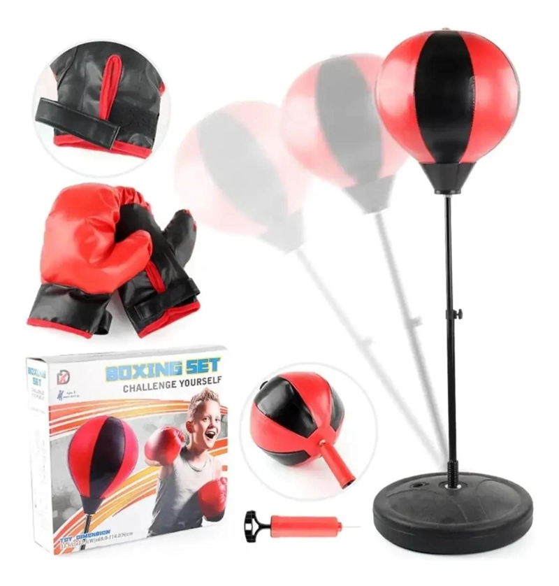 SET DE BOXEO CON GUANTES Y PELOTA DE ENTRENAMIENTO AJUSTABLE PARA NIÑOS - 4