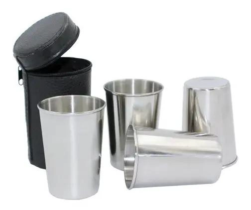 SET DE 4 VASOS DE ACERO INOXIDABLE PARA CAMPING Y TREKKING - 1