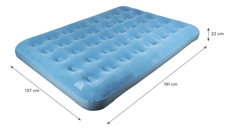 COLCHON INFLABLE DOBLE COLOR CELESTE PARA USO COMODO Y PRACTICO - 1