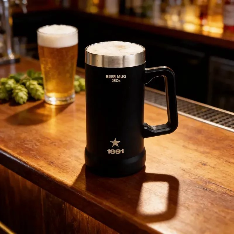 VASO PARA CERVEZA TIPO MUG DE ACERO INOXIDABLE 750 ML - 1