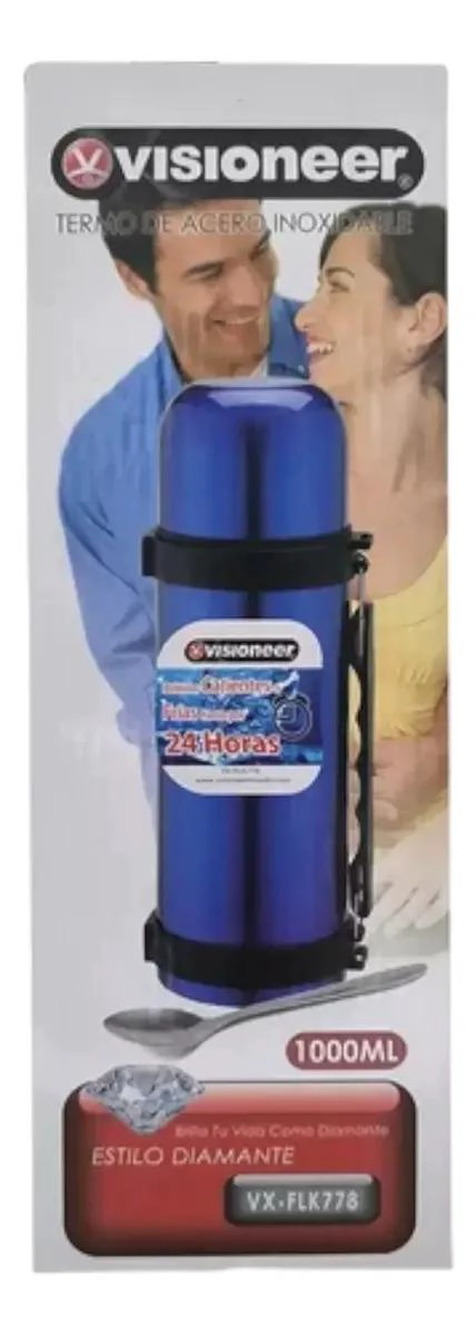 TERMO DE ACERO INOXIDABLE CON CAPACIDAD DE 1 LITRO COLOR AZUL - 2