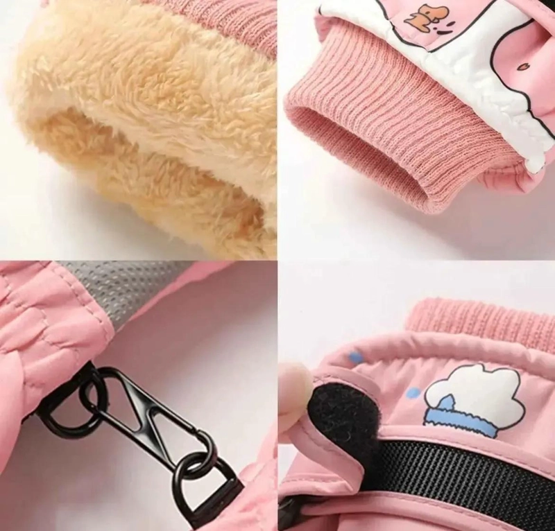 GUANTES IMPERMEABLES PARA NIÑA CON FORRO POLAR PARA NIEVE - 4