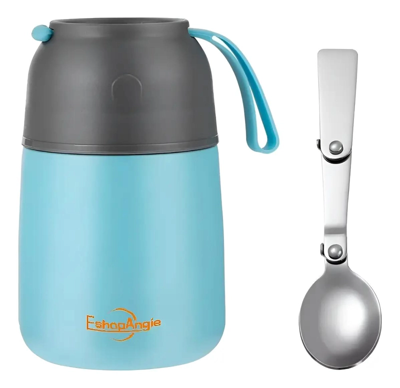TERMO PARA COMIDA DE ACERO INOXIDABLE CON CAPACIDAD DE 650 ML Y CUCHARA INCLUIDA - 1