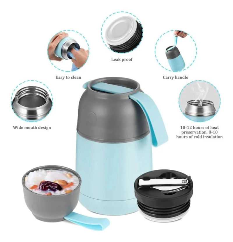 TERMO PARA COMIDA DE ACERO INOXIDABLE CON CAPACIDAD DE 650 ML Y CUCHARA INCLUIDA - 2