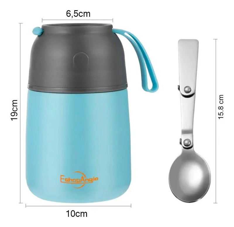 TERMO PARA COMIDA DE ACERO INOXIDABLE CON CAPACIDAD DE 650 ML Y CUCHARA INCLUIDA - 4