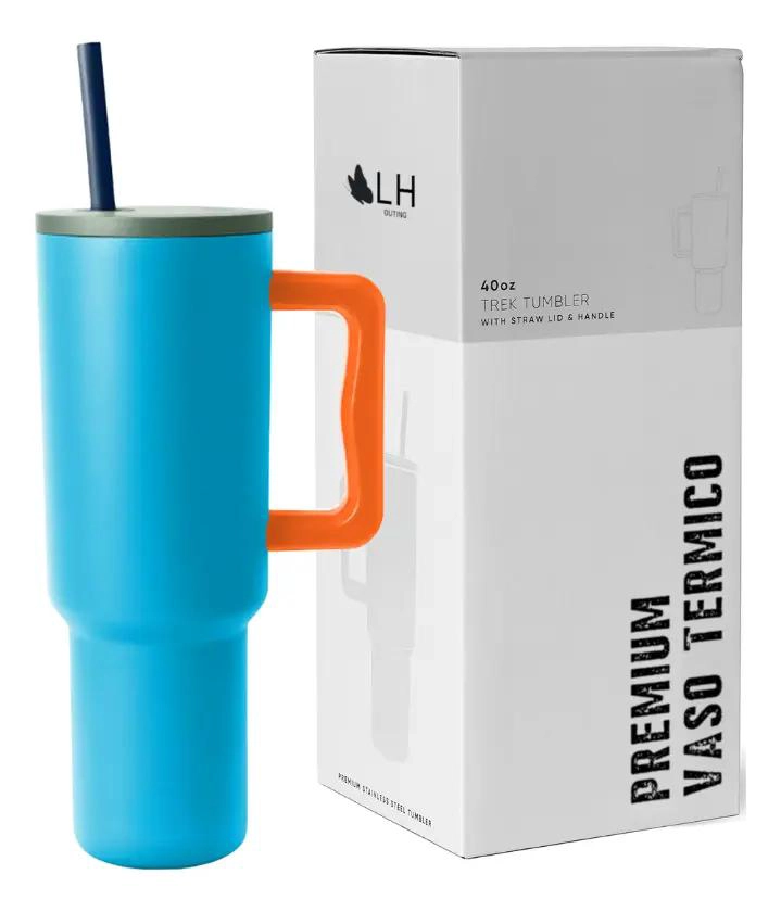 VASO TE RMICO DE ACERO INOXIDABLE 1200 ML CON DISEÑO MULTICOLOR AZUL - 1