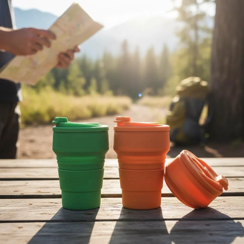 VASO PLEGABLE DE SILICONA PARA VIAJE CON TAPA 500 ML - 1