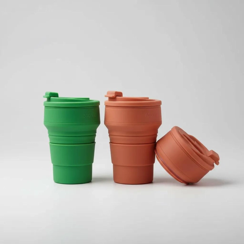 VASO PLEGABLE DE SILICONA PARA VIAJE CON TAPA 500 ML - 3