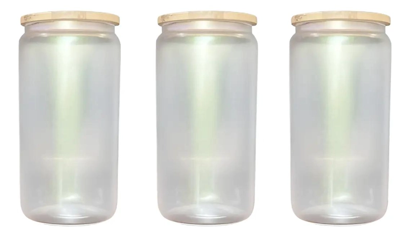 SET DE 3 VASOS TIPO MUG PARA SUBLIMACION CON TAPA DE BAMBU Y CAPACIDAD DE 16 OZ - 1