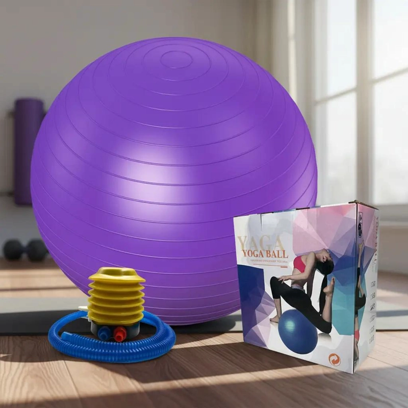 PELOTA DE PILATES Y YOGA DE 75 CM CON INFLADOR PARA EJERCICIOS - 1