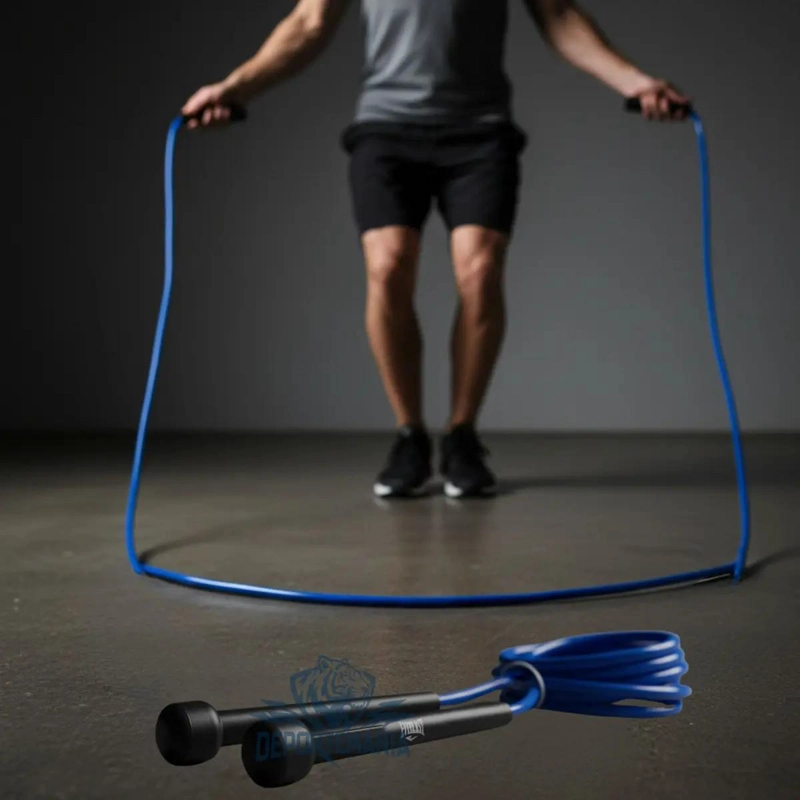 CUERDA PARA SALTAR RESISTENTE CON ASAS ERGONOMICAS EN COLOR AZUL - 4