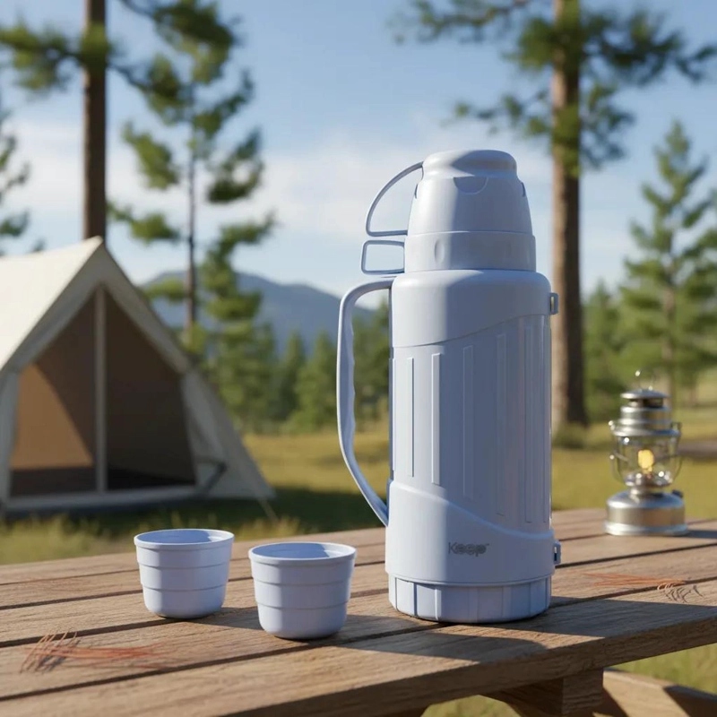 TERMO PARA BEBIDAS DE 1,8 LITROS CON 2 VASOS PARA CAMPING - 1