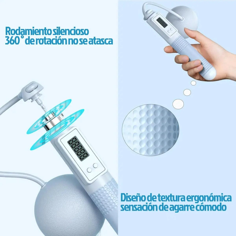 CUERDA PARA SALTAR INALAMBRICA AJUSTABLE CON CONTADOR DIGITAL INTEGRADO - 5