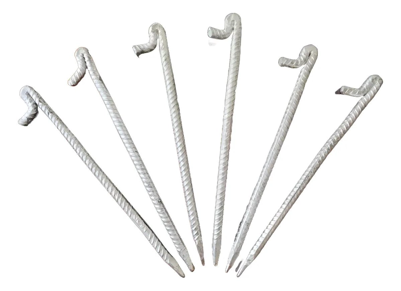 JUEGO DE 6 ESTACAS METALICAS PARA CARPAS Y TOLDOS DE 25 CM - 1