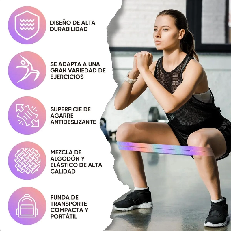 SET DE 3 BANDAS ELASTICAS DE RESISTENCIA PARA ENTRENAMIENTO Y FITNESS - 4