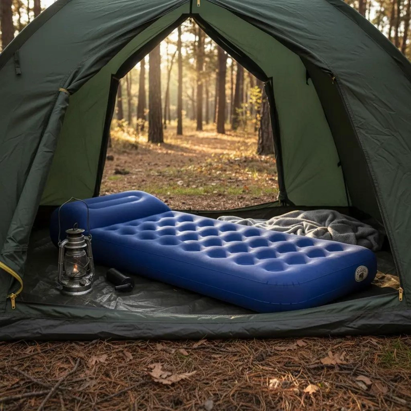 COLCHON INFLABLE PARA CAMPING 1 1/2 PLAZA CON DISEÑO COMPACTO Y RESISTENTE - 1