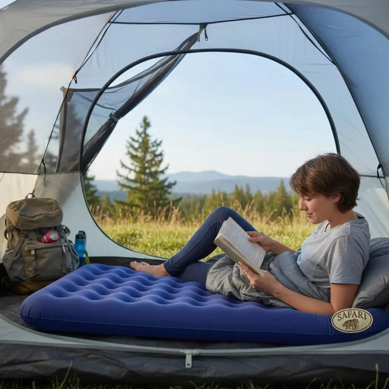 COLCHON INFLABLE PARA CAMPING 1 1/2 PLAZA CON DISEÑO COMPACTO Y RESISTENTE - 3