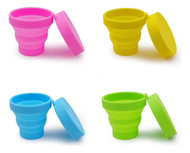 SET DE 4 VASOS PLEGABLES DE SILICONA EN COLORES VARIADOS PARA CAMPING - 1