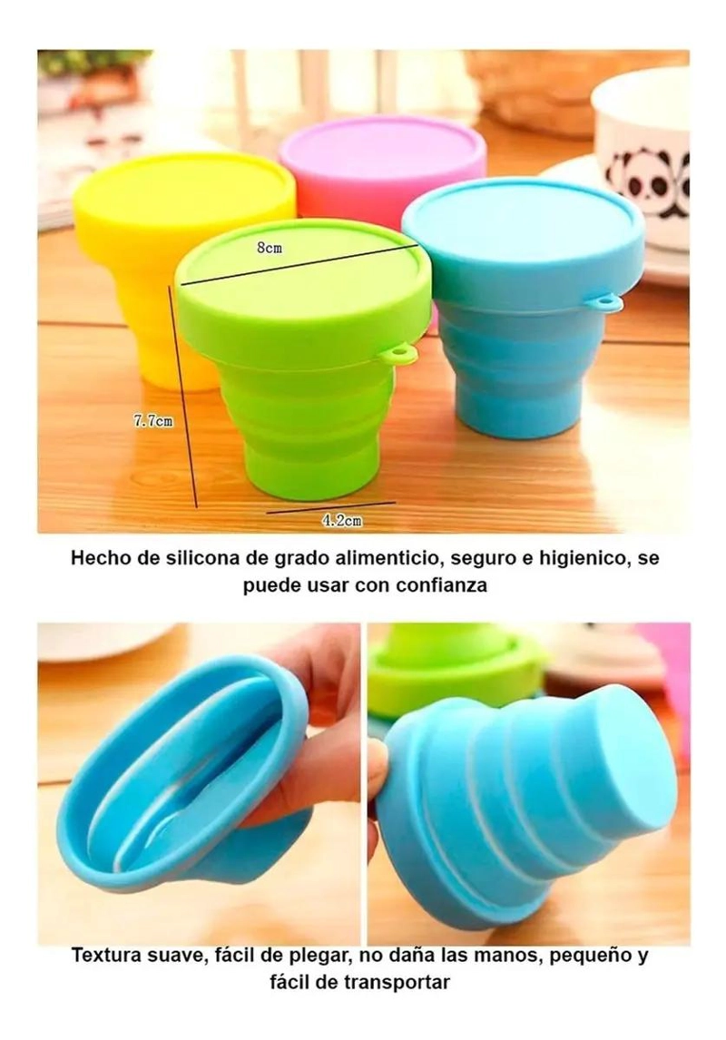 SET DE 4 VASOS PLEGABLES DE SILICONA EN COLORES VARIADOS PARA CAMPING - 4
