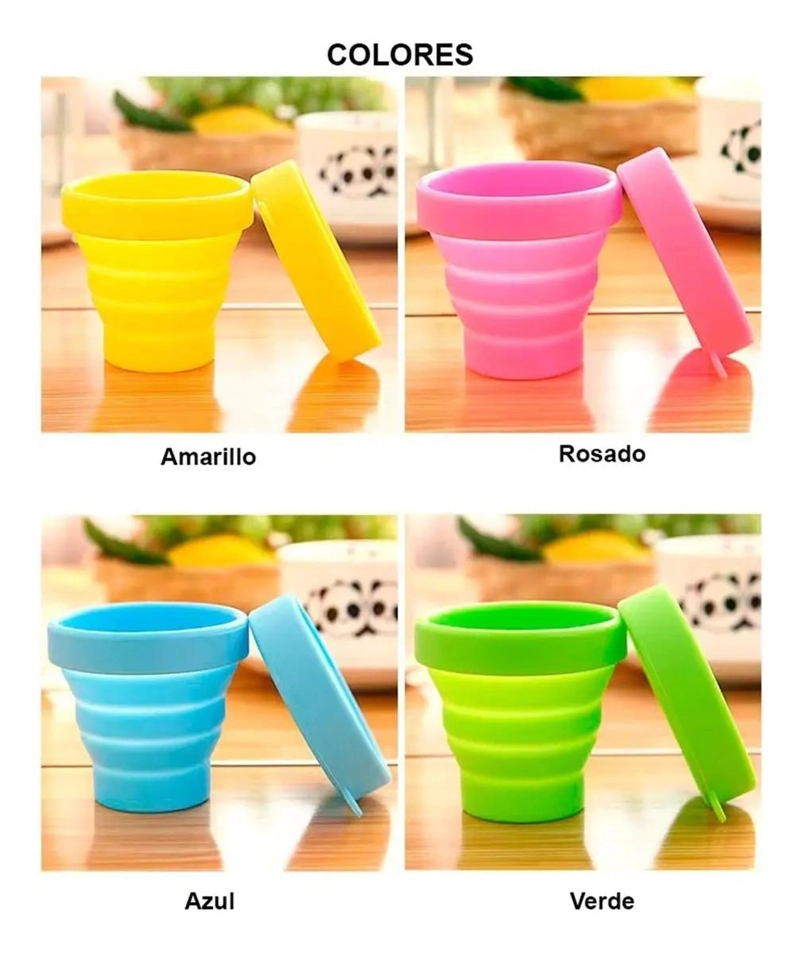 SET DE 4 VASOS PLEGABLES DE SILICONA EN COLORES VARIADOS PARA CAMPING - 5