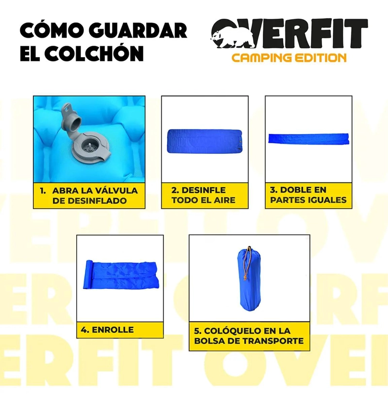 COLCHONETA INFLABLE INDIVIDUAL PARA CAMPING LIGERA Y COMPACTA 5CM - 3