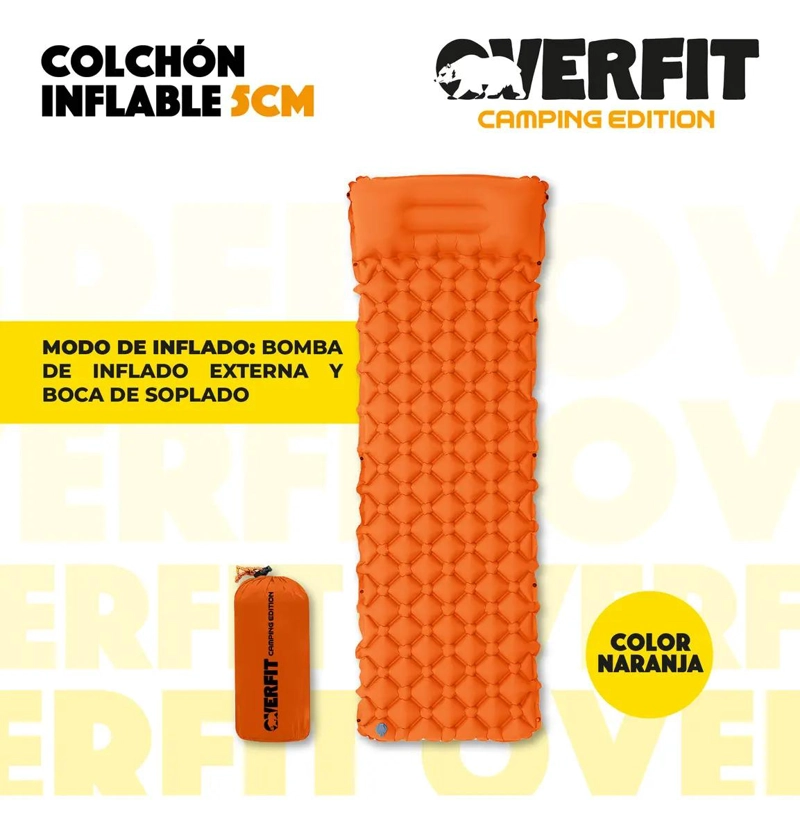 COLCHONETA INFLABLE INDIVIDUAL PARA CAMPING LIGERA Y COMPACTA 5CM - 4