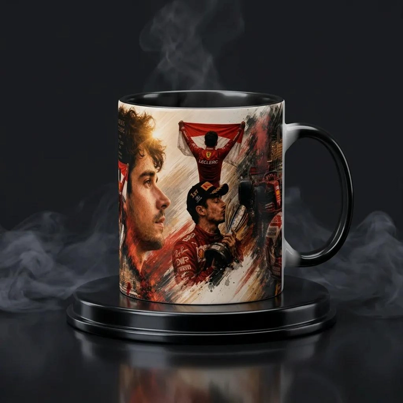 TAZA TERMO CON DISEÑO DE AFICIONADO A FERRARI Y MOUSEPAD - 1