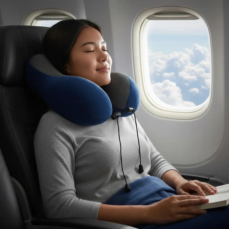 ALMOHADA ERGONOMICA PARA VIAJE CON SOPORTE CERVICAL Y DISEÑO COMODO - 4