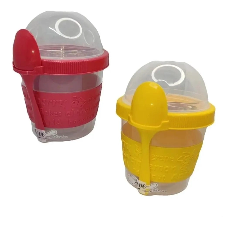 SET DE 2 VASOS CON TAPA Y CUCHARA PARA YOGURT Y POSTRES - 5