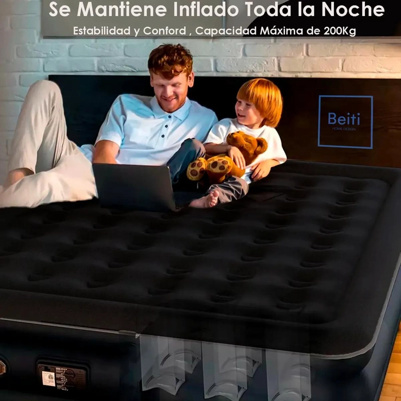 COLCHON INFLABLE ELE CTRICO PARA DOS PERSONAS CON DIMENSIONES 203X152X45 CM - 2