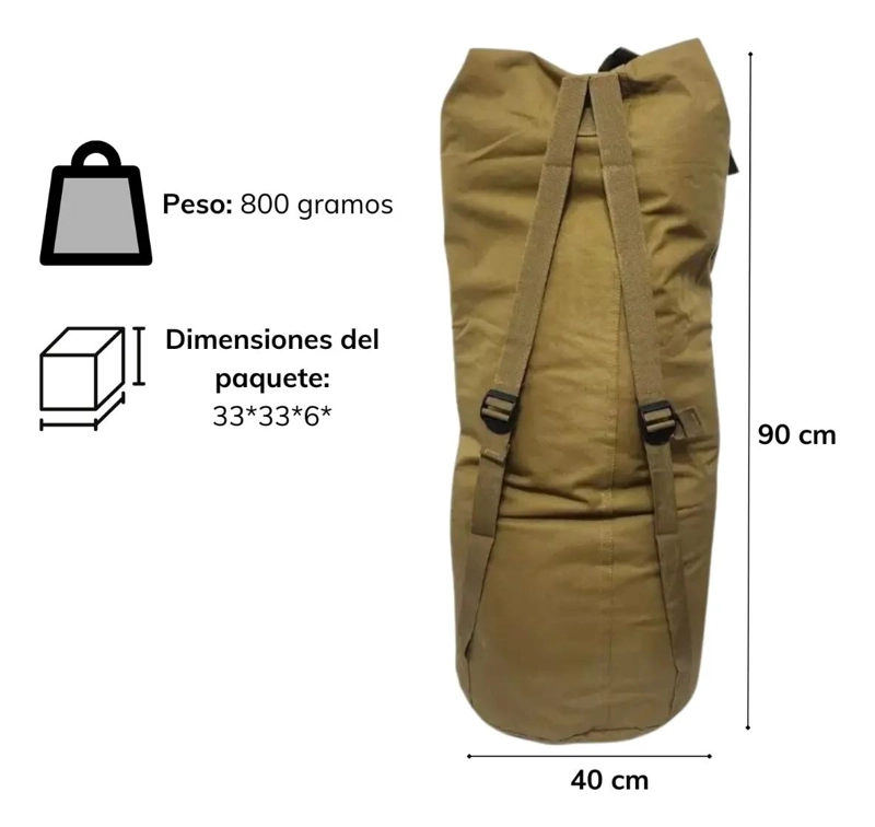 MOCHILA TIPO SACO IMPERMEABLE CON CAPACIDAD DE 90 LITROS PARA USO MILITAR - 2