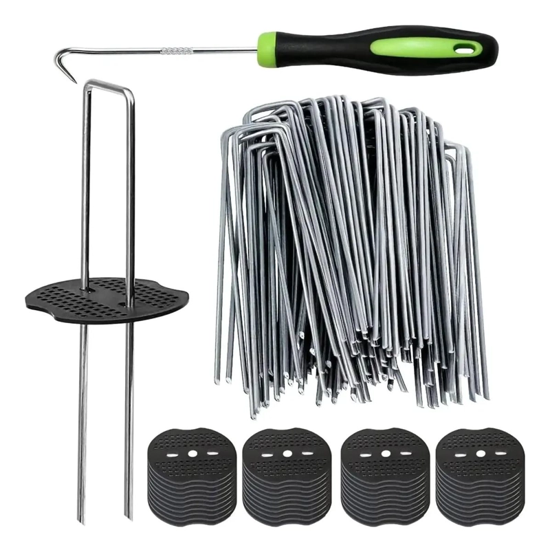 SET DE 50 ESTACAS EN FORMA DE U PARA JARDIN CON ACCESORIOS INCLUIDOS - 1