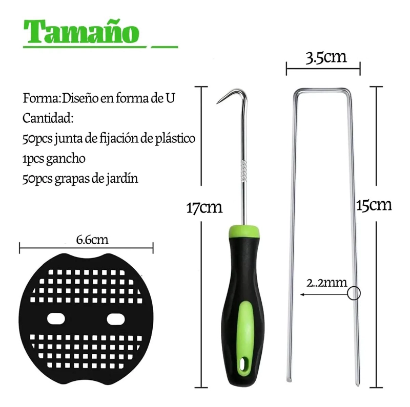 SET DE 50 ESTACAS EN FORMA DE U PARA JARDIN CON ACCESORIOS INCLUIDOS - 2