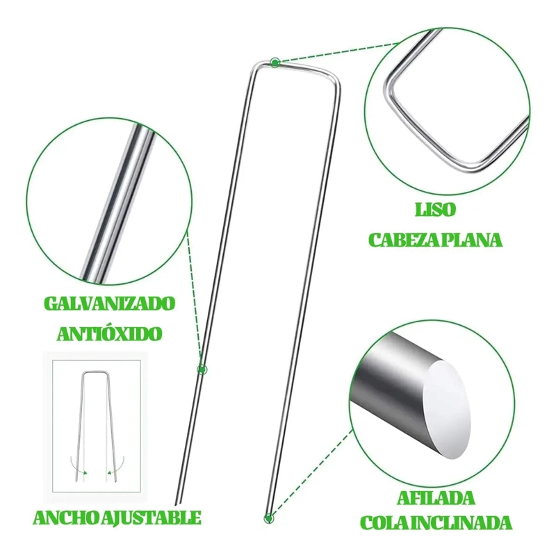 SET DE 50 ESTACAS EN FORMA DE U PARA JARDIN CON ACCESORIOS INCLUIDOS - 3