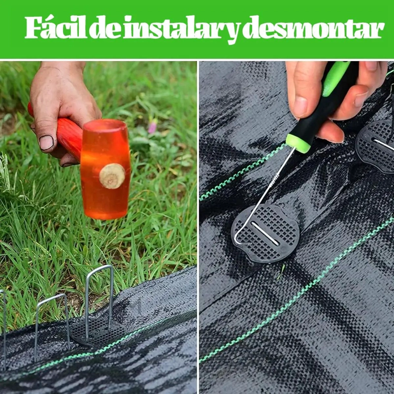 SET DE 50 ESTACAS EN FORMA DE U PARA JARDIN CON ACCESORIOS INCLUIDOS - 5