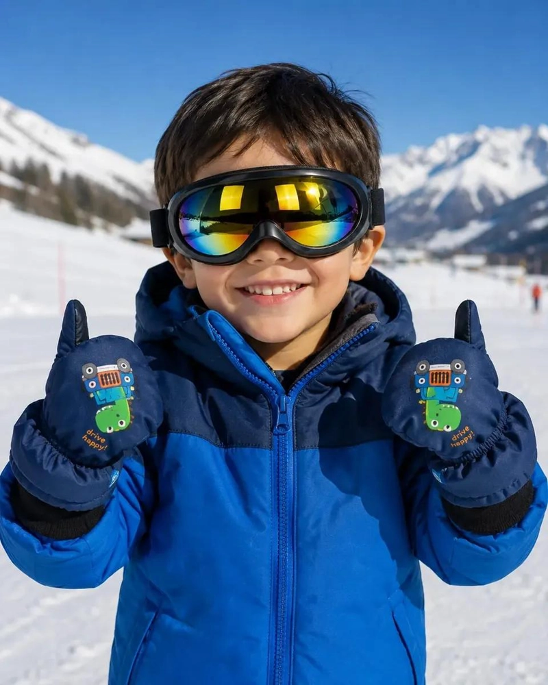 GUANTES MITONES IMPERMEABLES PARA NIEVE NIÑOS CON ANTIPARRAS - 4