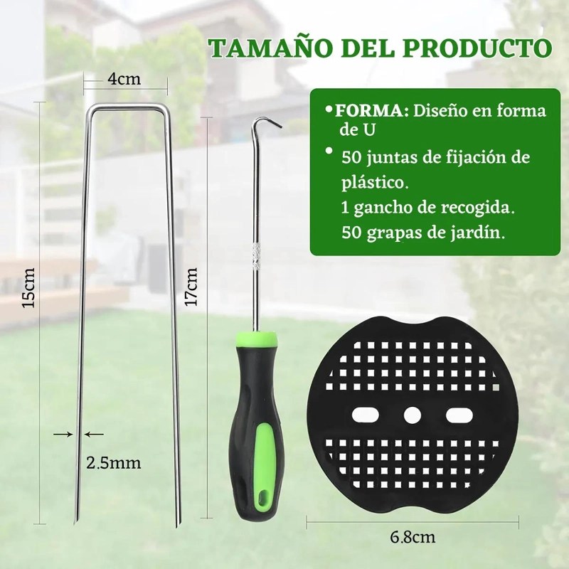 SET DE 50 GRAPAS Y JUNTAS PARA ESTACAS DE JARDIN Y CE SPED - 3