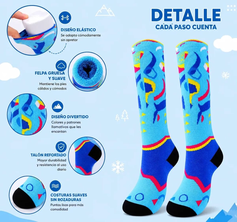 CALCETINES TE RMICOS PARA ESQUI Y SNOWBOARD NIÑOS TALLA S-M INVIERNO - 2