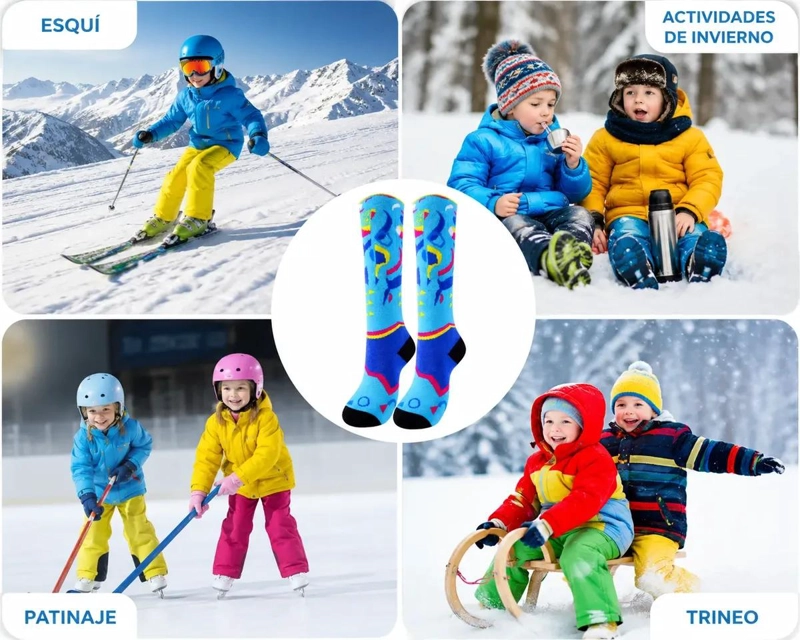 CALCETINES TE RMICOS PARA ESQUI Y SNOWBOARD NIÑOS TALLA S-M INVIERNO - 3