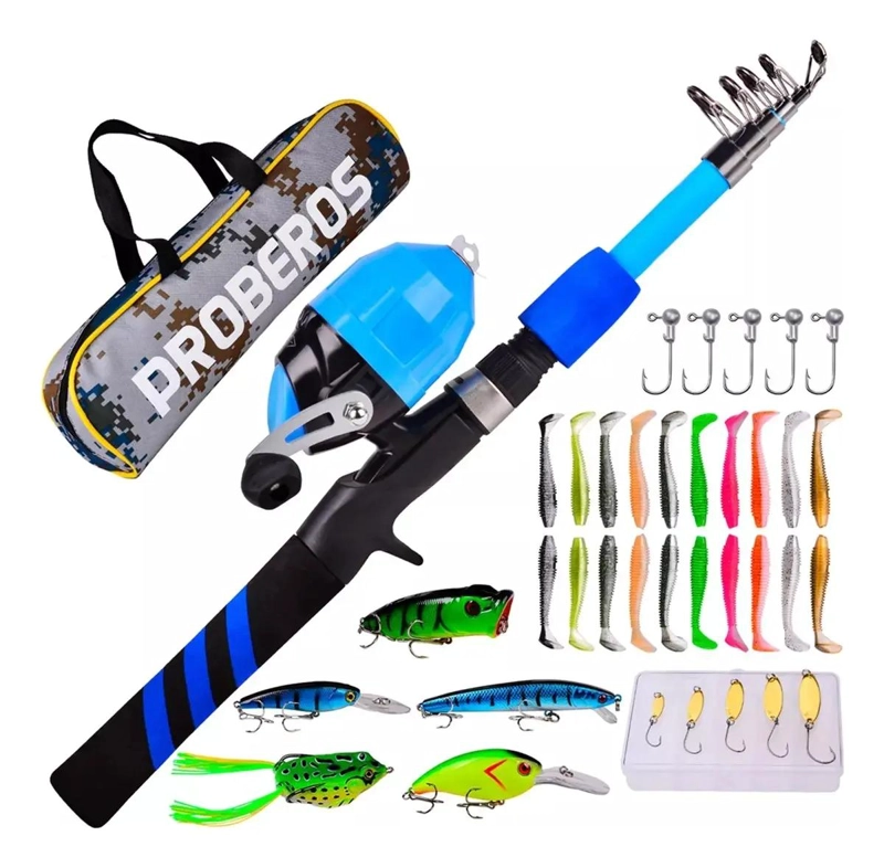 KIT COMPLETO DE PESCA CON CAÑA DE 1.8 METROS Y CARRETE INCLUIDO - 1