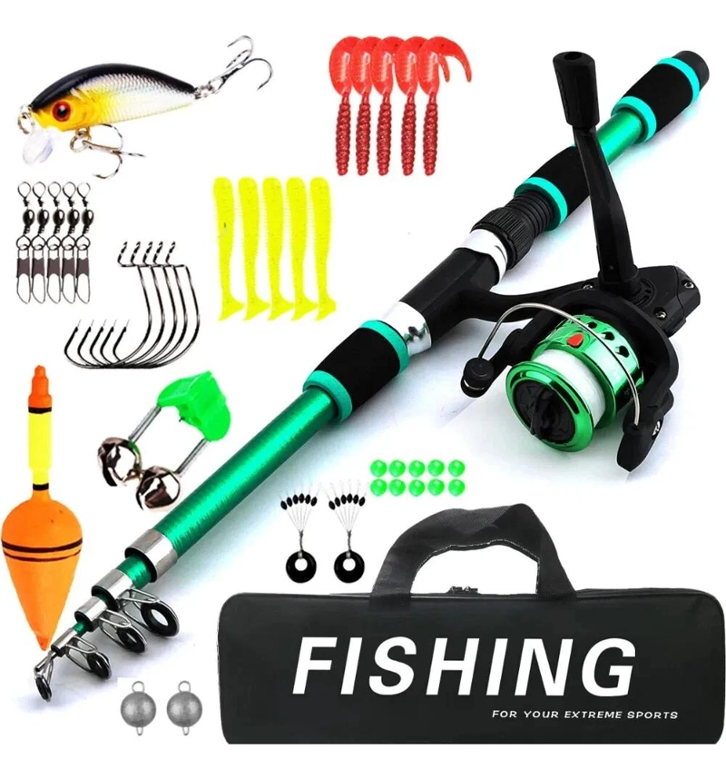 KIT COMPLETO DE PESCA CON CAÑA DE 1.8 METROS Y CARRETE - 1