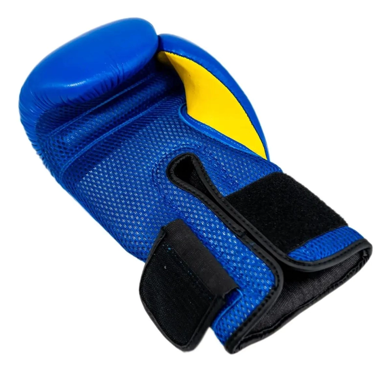 GUANTE DE BOXEO EN CUERO COLOR AZUL Y AMARILLO PARA ENTRENAMIENTO - 1