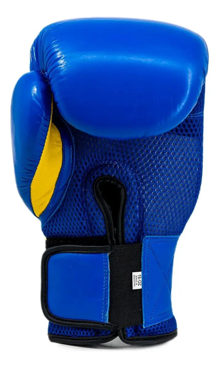 GUANTE DE BOXEO EN CUERO COLOR AZUL Y AMARILLO PARA ENTRENAMIENTO - 2