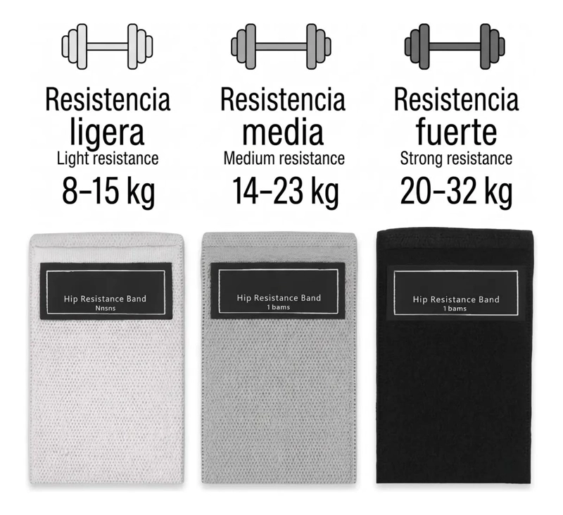 SET DE 3 BANDAS ELASTICAS DE RESISTENCIA PARA EJERCICIO CON BOLSO - 3