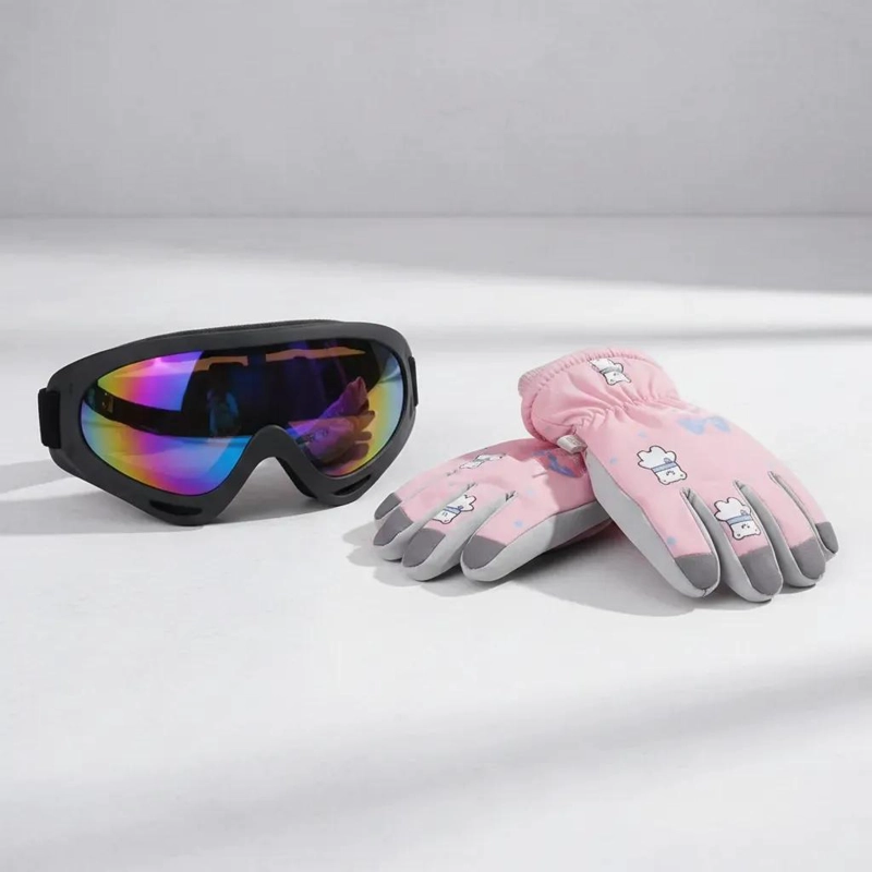 LENTES DE NIEVE Y GUANTES TE RMICOS PARA NIÑOS DE 6 A 12 AÑOS - 1