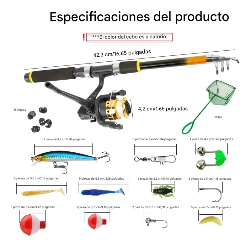 KIT COMPLETO DE PESCA CON CAÑA DE 2.1 METROS Y ACCESORIOS - 2