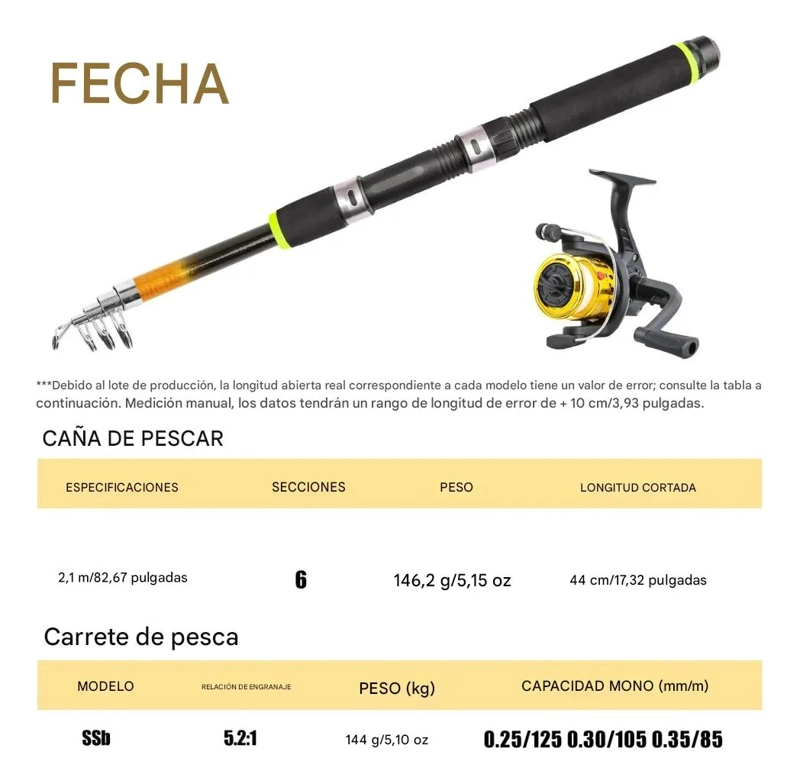KIT COMPLETO DE PESCA CON CAÑA DE 2.1 METROS Y ACCESORIOS - 3
