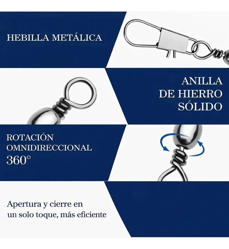 PACK DE 100 DESTORCEDORES PARA PESCA TAMAÑO 8 RESISTENTES Y DURADEROS - 3