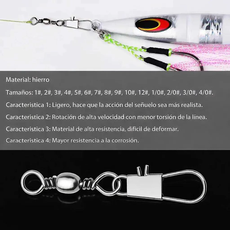 PACK DE 100 DESTORCEDORES PARA PESCA TAMAÑO 8 RESISTENTES Y DURADEROS - 4
